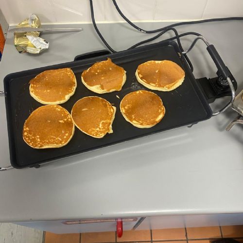 Mix a pancake, stir a pancake, pop it in the pan!